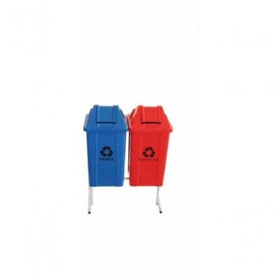 Conjunto para Coleta Seletiva com 2 Cestos de 100L com Estrutura Metálica e Adesivos Preto Higipack