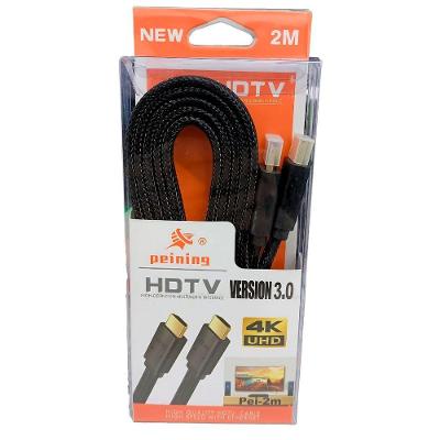 Cabo HDMI PEI-2M HDMI 2.0 HDR 4K ULTRA HD 3D com Revestimento em Nylon Preto Peining