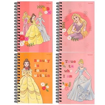 Caderno Espiral Capa Dura Jandaia Princesas Disney Starschool 80 Folhas Pautadas 1 Matéria Rosa