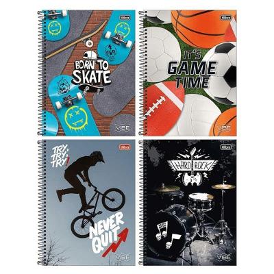 Cadernos Tilibra Vibe Masculino Espiral Capa Dura 1 Matéria 80 Folhas Pautadas 200X275MM Kit 4
