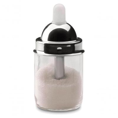 Açucareiro Dosador Acucareiro Dosador 150g em Vidro e Aço Inox Mesa Transparente Forma Utilidades