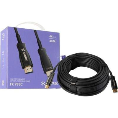 Cabo HDMI FK783C 4K 30M Fibra Óptica Largura de Banda 18.2GBPS Preto Fortrek