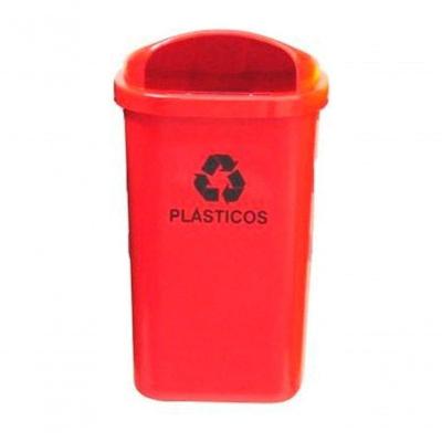 Cesto Individual para Coleta Seletiva 50L sem Poste com Tampa Frontal Vermelho Higipack