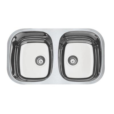 Cuba de Embutir Isis 2c 34 Bl Dupla em Aço Inox 304 Alto Brilho Inox