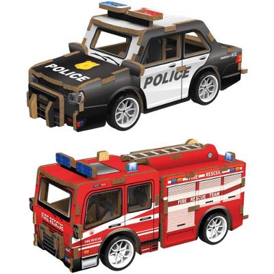 Blocos de Montar Mini Veículo Monte e Brinque Educativo 3D com Sistema Pull Back DM Toys