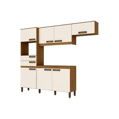Cozinha Modulada Completa Star 4 Peças (2 Armários + 1 Balcão + 1 Paneleiro) CPT95 Nature/Off White - Henn