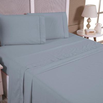 Jogo De Cama Aquarela Solteiro Micropercal Ponto Palito 03 Peças 200 Fios 100% Poliéster - Cinza
