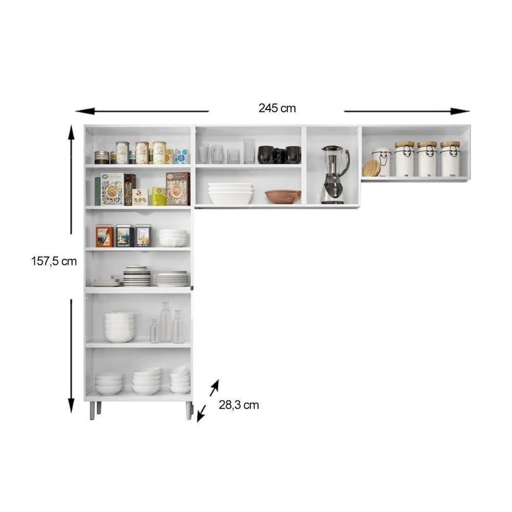 Cozinha Modulada Completa Múltipla 3 Peças (2 Armários + 1 Paneleiro) CPT98 Branco/Preto - Bertolini - 4