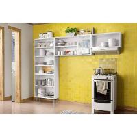 Cozinha Modulada Completa Múltipla 3 Peças (2 Armários + 1 Paneleiro) CPT98 Branco/Preto - Bertolini