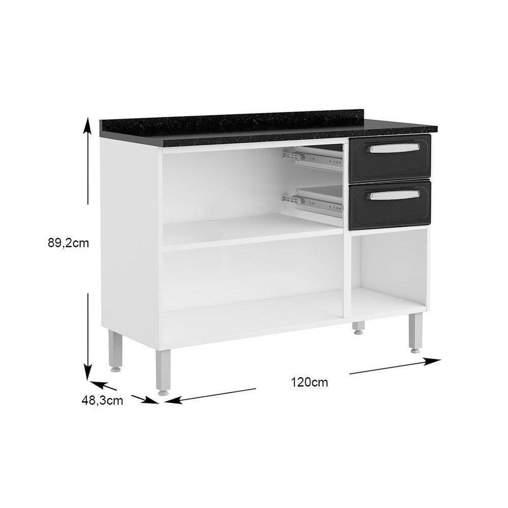 Cozinha Modulada Completa Evidence 4 Peças (2 Armários + 1 Balcão + 1 Paneleiro) C4P59 Branco - Bertolini - 6