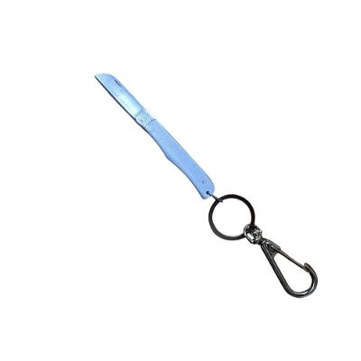 Canivete Mini com Argola e Mosquetão com Lâmina em Aço Inoxidável de 4,5CM e Cabo em Alumínio Leve