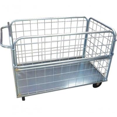 Carrinho de Transporte e Carga Fundo Fechado 500 l com Porta Lateral Aço Carbono Galvanizado