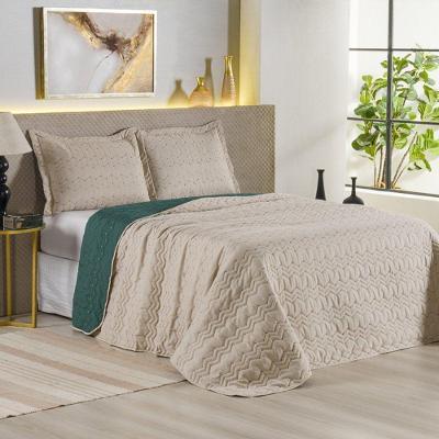 Cobre Leito Dalu Queen Hipercal 200 Fios Bordado 3 Peças 100% Poliéster - Avela Com Verde