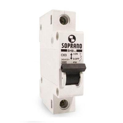 Disjuntor Branco 1 X 10A Padrão IEC 415VCA 50-60HZ para Circuitos Elétricos Soprano