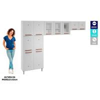 Cozinha Modulada Completa Mirage New 3 Peças (2 Armários + 1 Paneleiro) CPT114 Branco/Preto - Telasul - 13