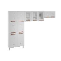 Cozinha Modulada Completa Mirage New 3 Peças (2 Armários + 1 Paneleiro) CPT114 Branco/Preto - Telasul - 15