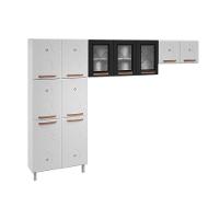 Cozinha Modulada Completa Mirage New 3 Peças (2 Armários + 1 Paneleiro) CPT114 Branco/Preto - Telasul - 17