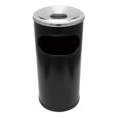Cinzeiro Lixeira C5 em Chapa de Aço Carbono 1020 com Pintura Epóxi 22L Preto Branco com Tampa