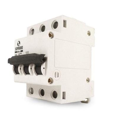 Disjuntor Branco 3 X 40A com Fixação Trilho DIN 35MM e Conexão de Fios 1,5MM2 a 35,0MM2 Soprano