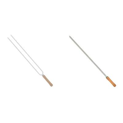 Conjunto de Espetos para Churrasco Kit 5 Unidades Mor 65cm em Aço Cromado com Cabo de Madeira Inox