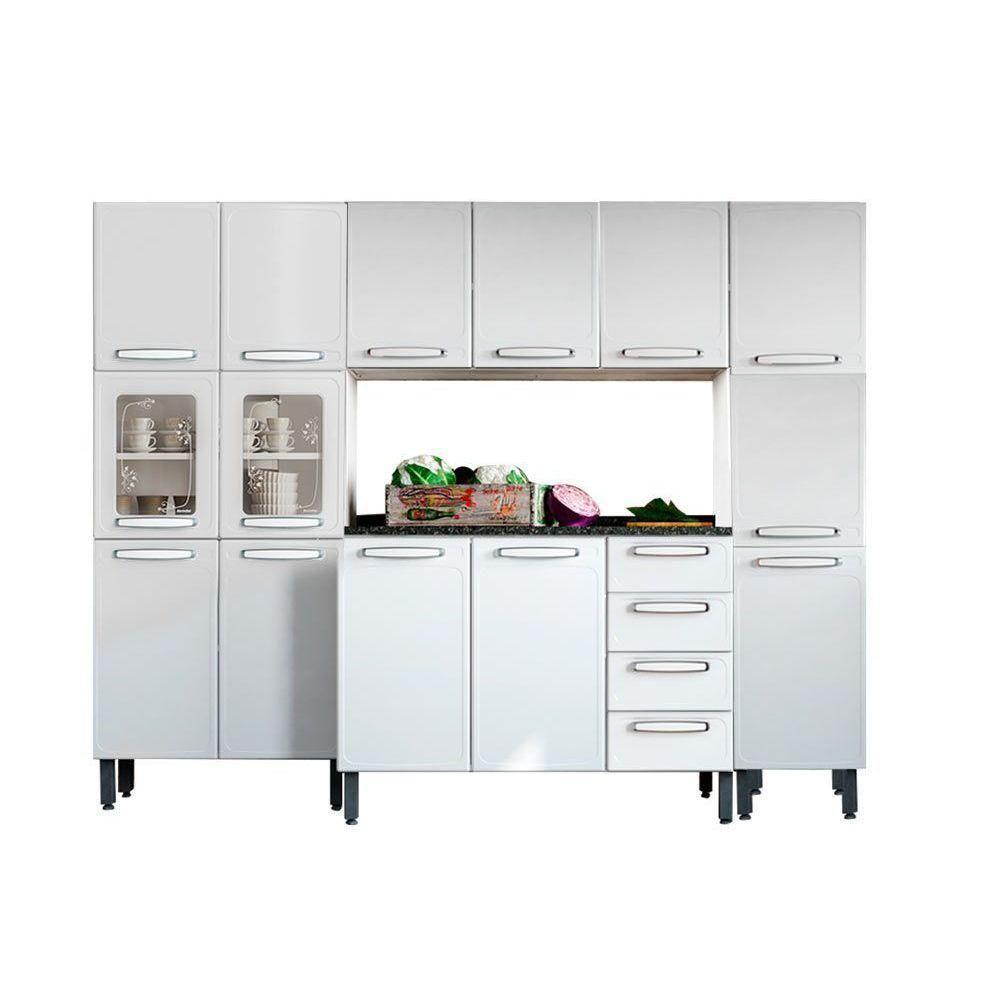 Cozinha Modulada Bertolini Evidence  4 Peças (1 Armário + 1 Balcão + 2 Paneleiros) C4P53 Branco - 1
