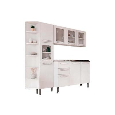 Cozinha Modulada Bertolini Evidence  4 Peças (1 Armário + 1 Balcão + 1 Paneleiro + 1 Complemento) C4P47 Branco