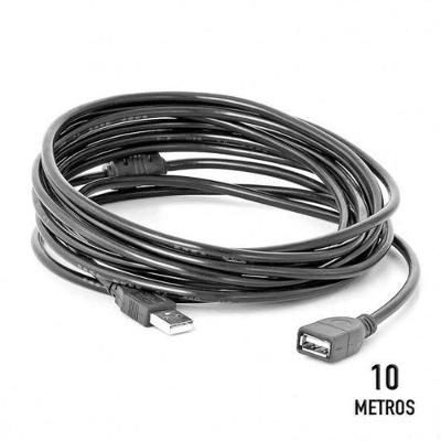 Cabo USB Extensor 10M 2.0 Microfins com Velocidade Até 480 MBPS e Conectores Resistentes