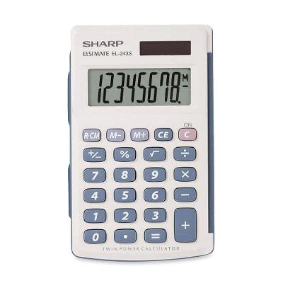 Calculadora Sharp EL-243SB com 8 Dígitos e Alimentação por Energia Solar para Uso em Casa Branco