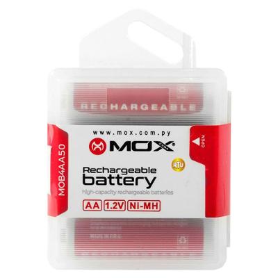 Pilha Recarregável AA Mox MOB4AA50 5000MAH 1.2V Kit com 4 Unidades para Dispositivos de Alto Consumo