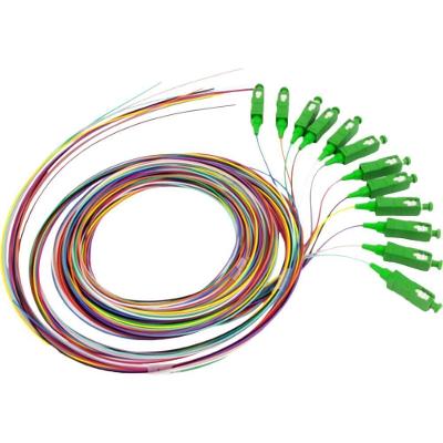 Cabo Pigtail de Fibra Óptica SC-UPC G657A1 0,9 mm 1 METRO Monomodo Trançado com 12 Cores
