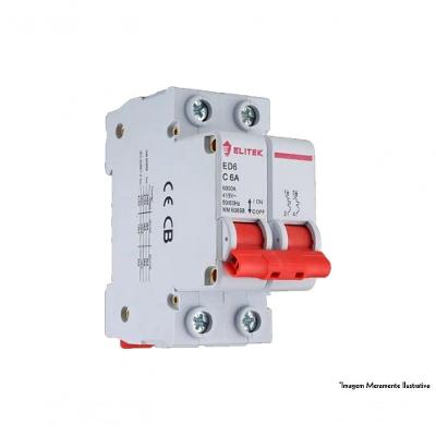 Disjuntor Elitek Din Bipolar Curva C 63KA para Proteção Contra Sobrecargas e curto-circuitos