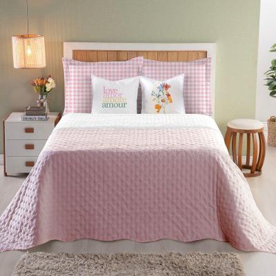Cobre Leito Luxuria Casal 7 Peças 100% Poliéster - Rosê