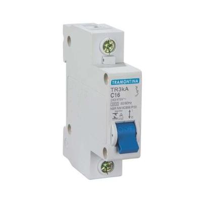 Disjuntor TR3KA 1 X 10A para Proteção Elétrica com Desarme por Sobrecarga Branco Tramontina