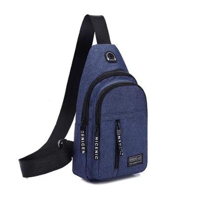 Bolsa Mochila Transversal Masculina OEM Nylon e Tela 30x6x17cm Azul para Uso Urbano