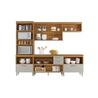 Cozinha Modulada Nesher Princesa 4 Peças (2 Balcões + Aéreo + Paneleiro) C4p15 Freijo/off White - 6