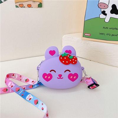 Bolsa Infantil Coelho Lilás de Silicone com Bolinhas Anti-stress e Alça de Ombro OEM