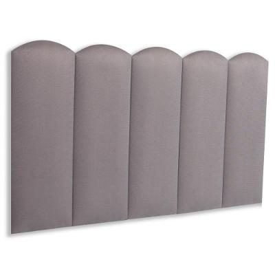 Kit Cabeceira Estofada Modelo Nuvem Solteiro 5 Placas Fita Dupla Face MDF Suede Cinza