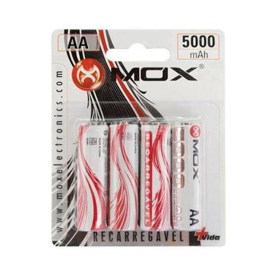 Pilha Recarregável AA Mox Pilha Mox Recarregavel Aa com 4 5000mah Longa Duração Versão 4 Unidades