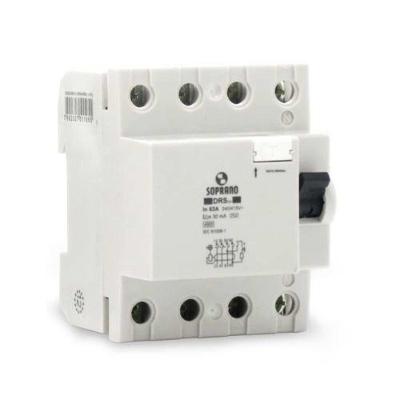 Disjuntor DR Tetrapolar 40A-30mA para Sistemas Monofásicos, Bifásicos e Trifásicos 4,5KA IP20