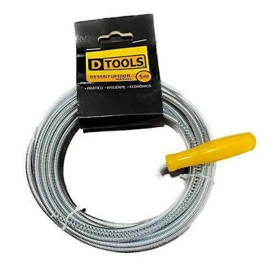 Desentupidor Manual 5 Metros para Limpeza de Tubulações com Cabo Flexível para Pias e Ralos Dtools