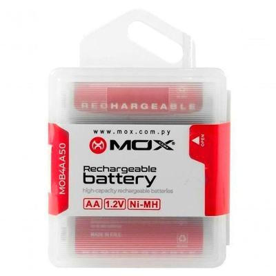 Pilha Recarregável AA Mox MOB4AA50 5000MAH Kit com 4 Unidades Reutilizáveis para Uso Geral