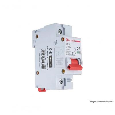 Disjuntor Elitek Din Unipolar Curva C 50A para Proteção Contra Sobrecargas e curto-circuitos Outras