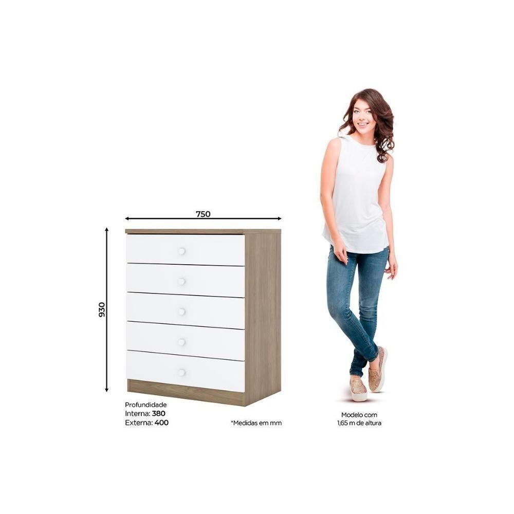 Cômoda Bebê Bala de Menta 5 Gavetas Branco - Henn - 3