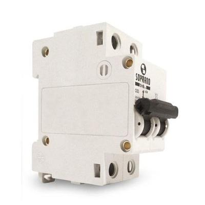 Disjuntor Branco 2 X 25A com Fixação em Trilho DIN 35MM e Conexão de Fios 1,5MM2 a 35,0MM2 Soprano