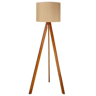 Abajur de Chão Tripé 1 e 50 cm com Cúpula Estilo Rústico Amadeirado e Caqui OEM