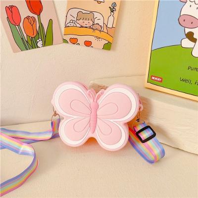 Bolsa Infantil Borboleta Rosa em Silicone Resistente com Design Compacto e Fechamento Seguro Rosa