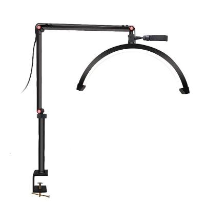Luminária de Piso LED Luz Led Meia Lua para Cílios Tatuagem com Braço Oscilante e Altura Ajustável