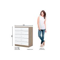 Cômoda Bebê Bala de Menta c/ 5 Gavetas Rústico/Branco - Henn - 5