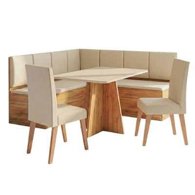 Conjunto Sala De Jantar Canto Alemão Com Mesa Moove E 2 Cadeiras Linho Creme Viero Madeirado / Creme