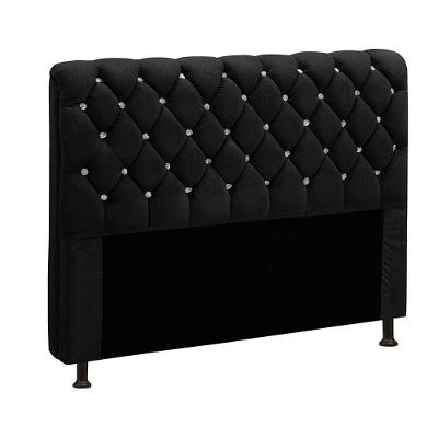 Cabeceira Estofada Fernanda Solteiro 90 cm Veludo Preto Star Confort